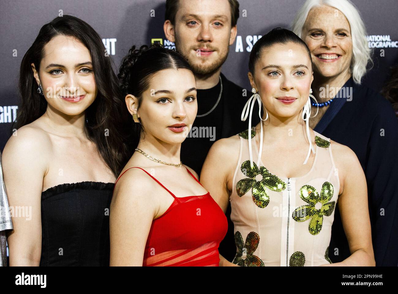 AMSTERDAM - Ashley Brooke, Billie Boullet and Bel Powley on the red carpet  during the European premiere of A Small Light, a new Disney+ series about  the life of Miep Gies. ANP
