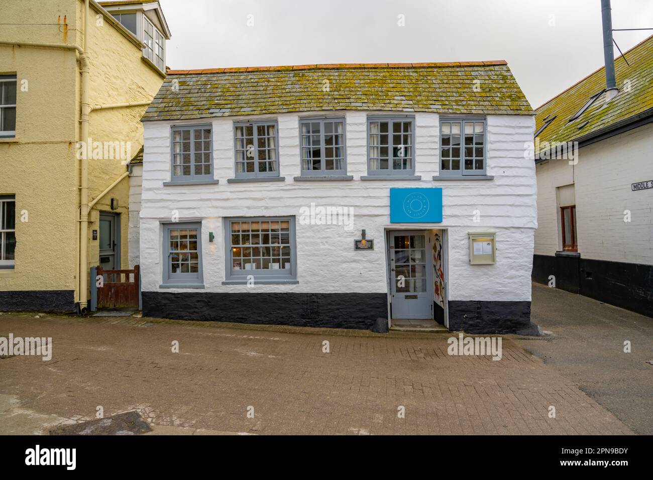 Old house by the harbour at Port Isaac Cornwall. Stock Photo