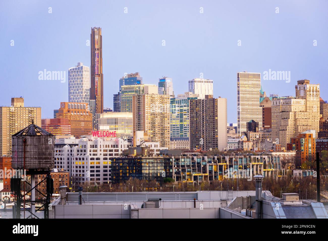 Brooklyn skyline, as seen from lower Manhattan. New York City, USA. Stock Photo