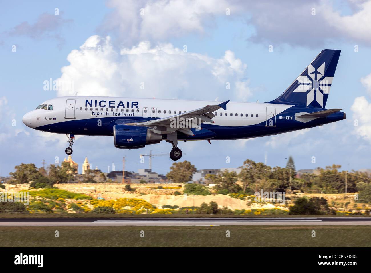 Niceair (HiFly Malta) Airbus A319-112 (REG: 9H-XFW) operating flight KM675 from Naples, Italy for Air Malta. Stock Photo