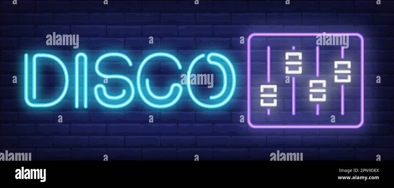 Disco neon text with equalizer Stock Vector Image & Art - Alamy
