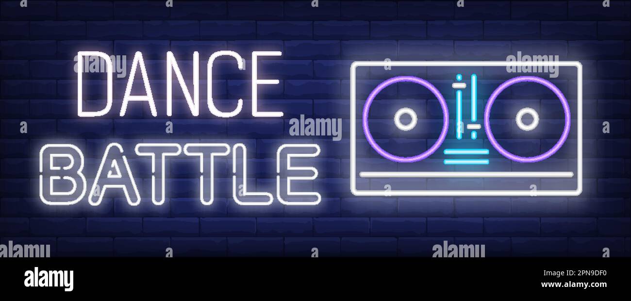 Dance battle neon text with DJ mixer Stock Vector Image & Art Alamy