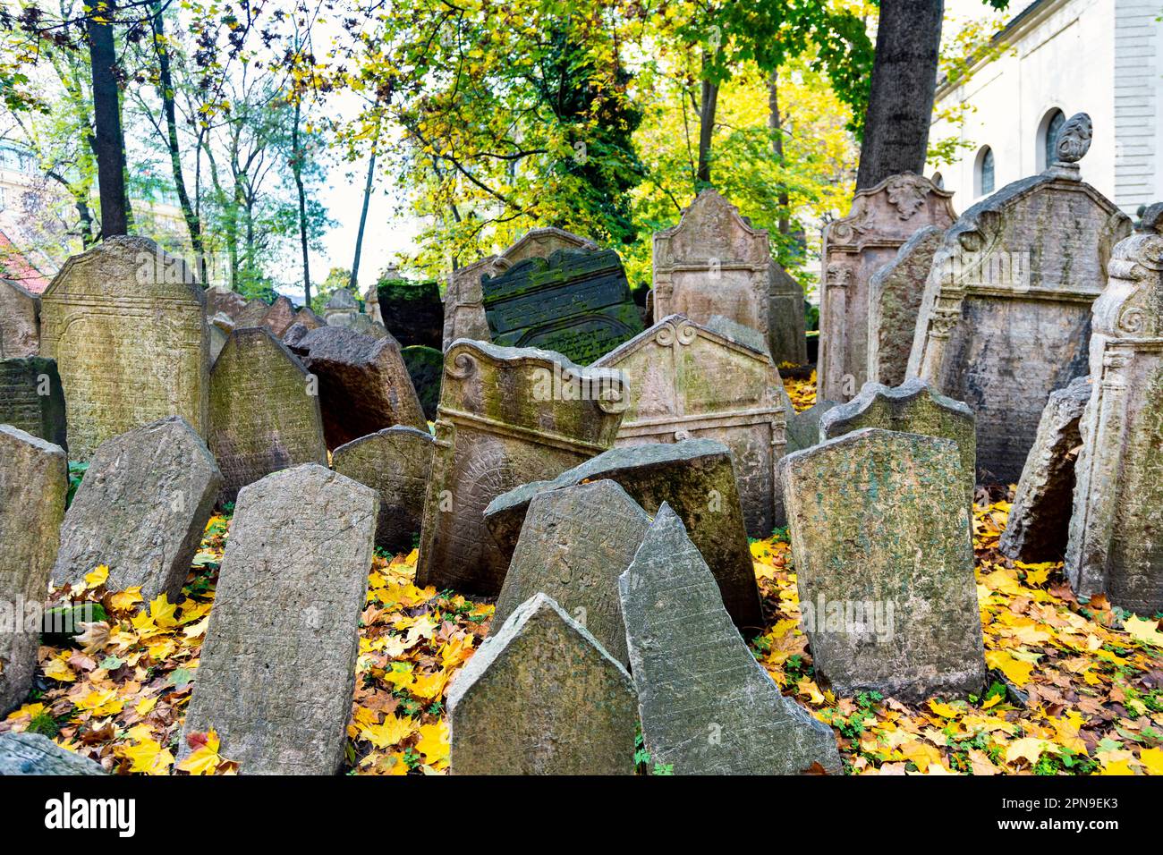 Headstones at the Old Jewish Cemetery, Prague, Czech Republic Stock Photo