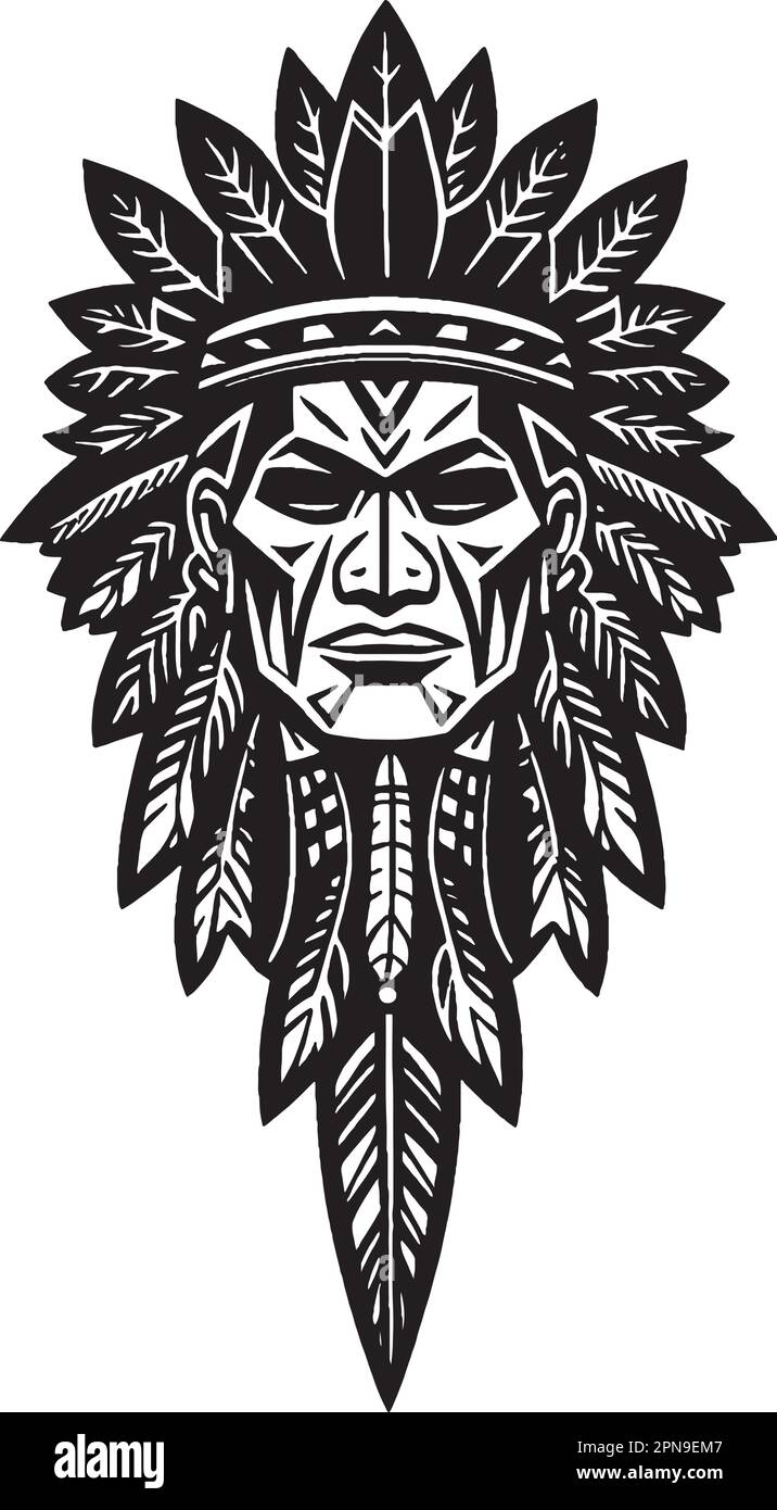 Native American Indian Tattoo. Native Vector Tattoo Stock Vector