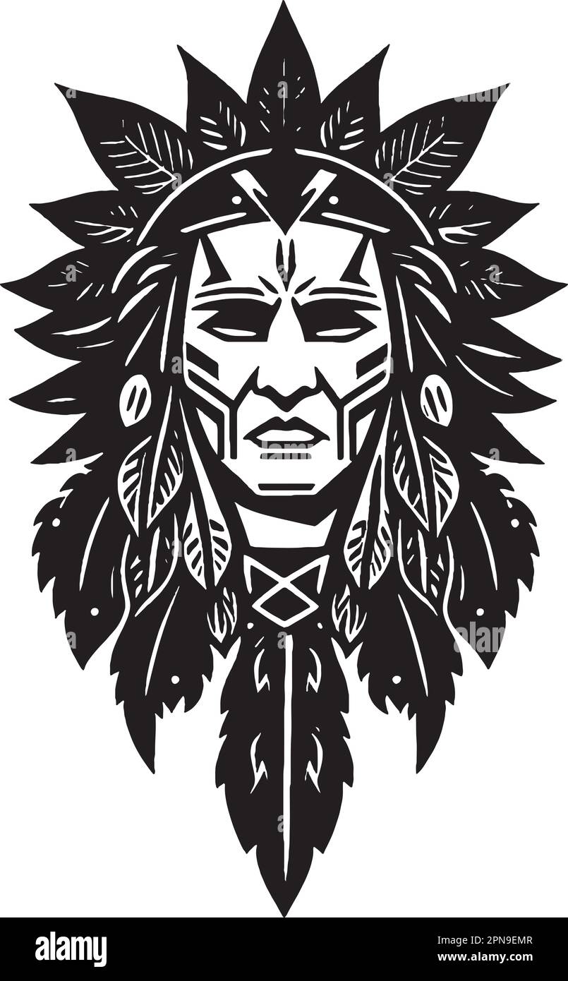 Native American Indian Tattoo. Indian  Stock Vector