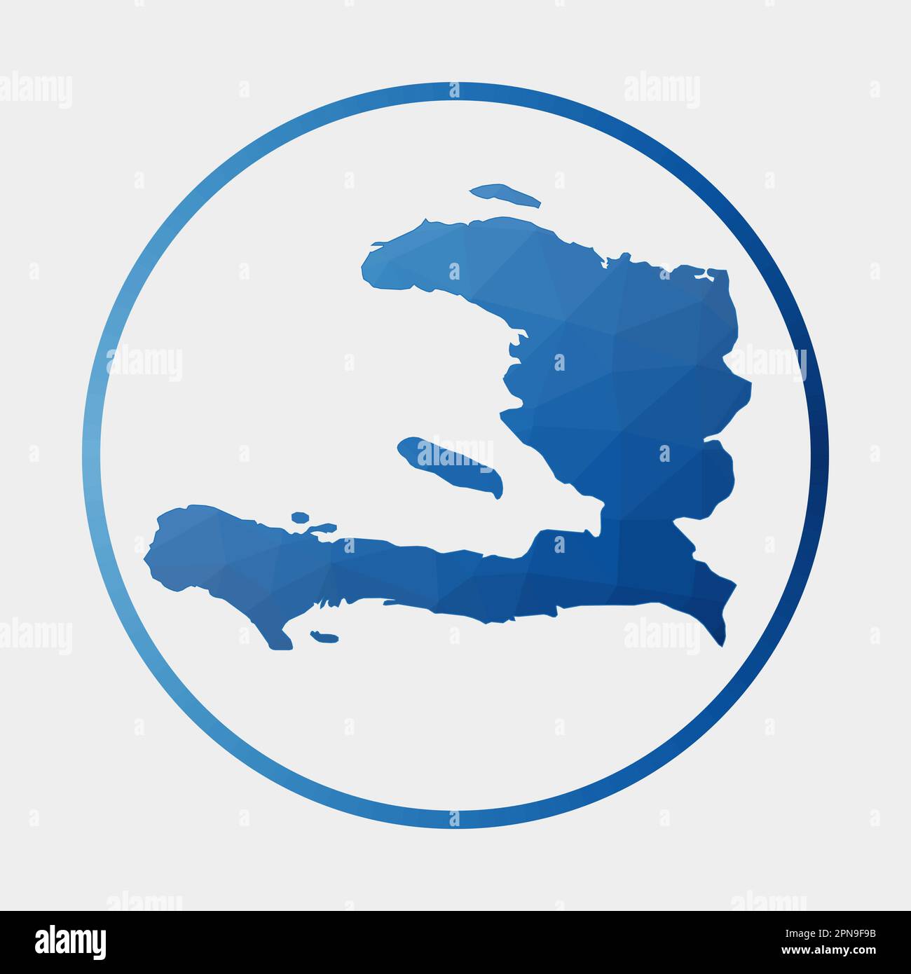 Haiti icon. Polygonal map of the country in gradient ring. Round low poly Haiti sign. Vector illustration. Stock Vector