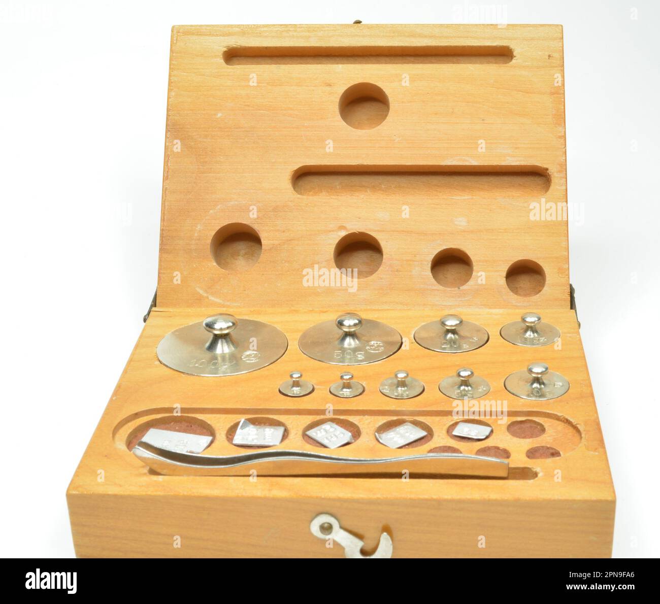 Set of Vintage Small gram Scale Calibration weights in original wooden