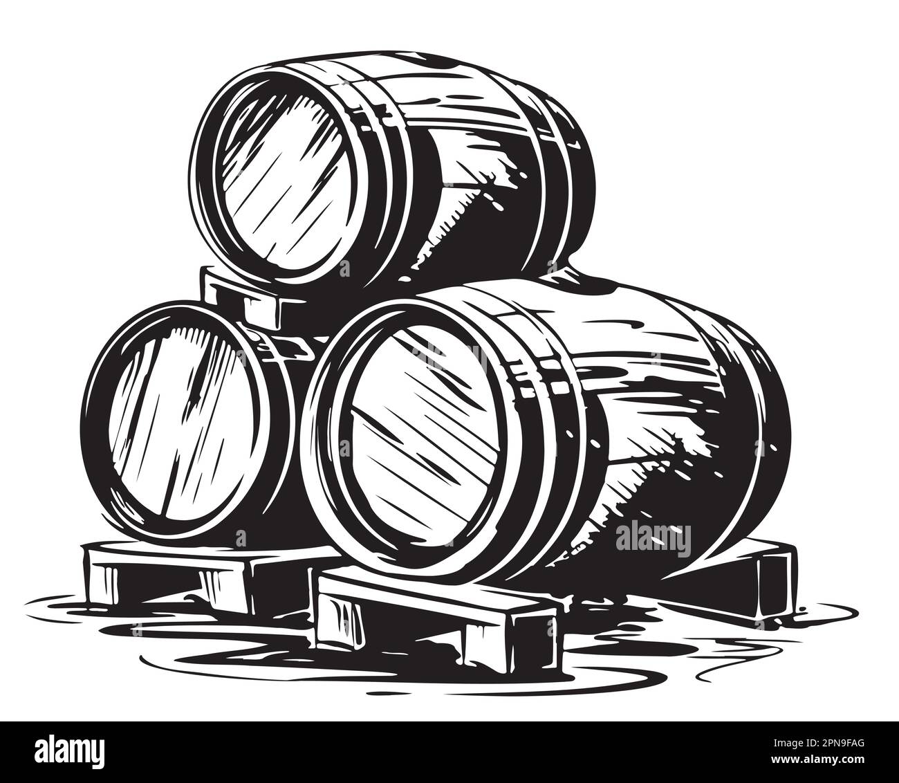 wooden-barrels-for-wine-hand-drawn-sketch-illustration-stock-vector