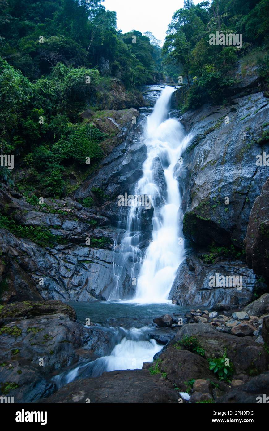 Siruvani waterfalls Coimbatore Western Ghats Stock Photo