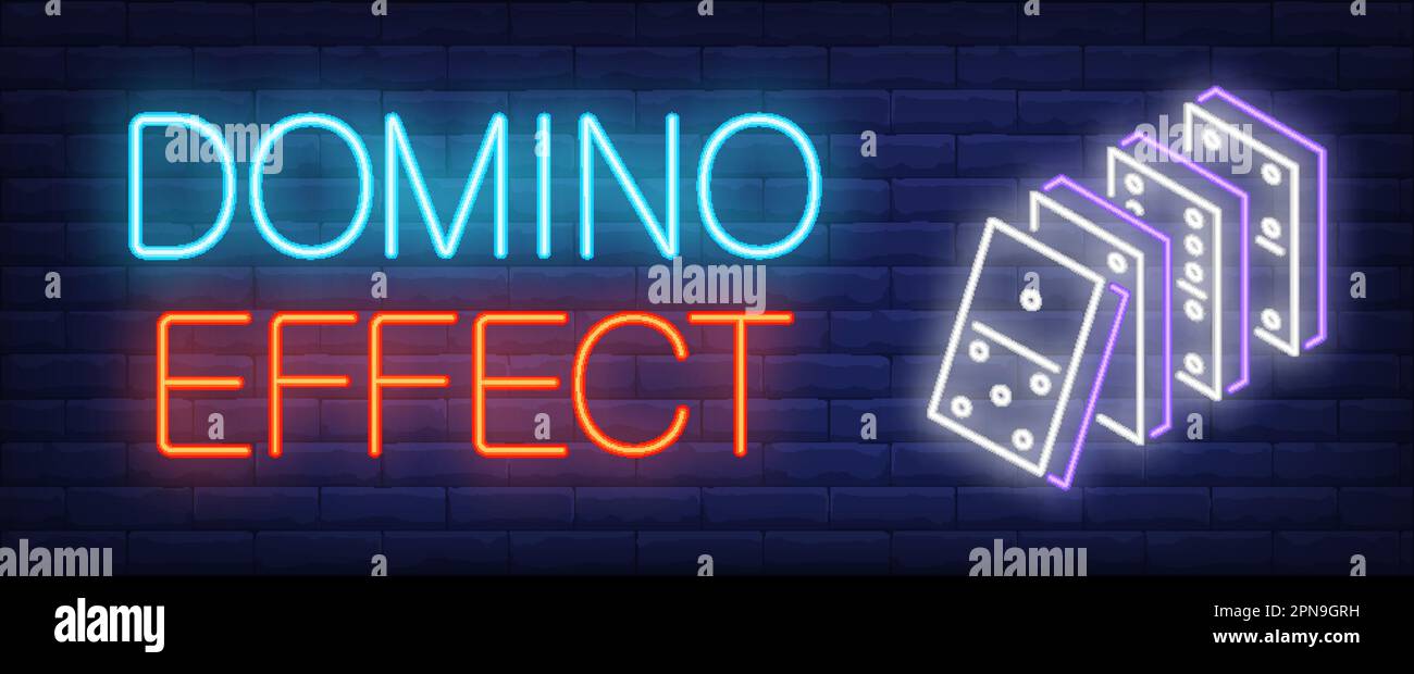 Domino effect neon sign Stock Vector