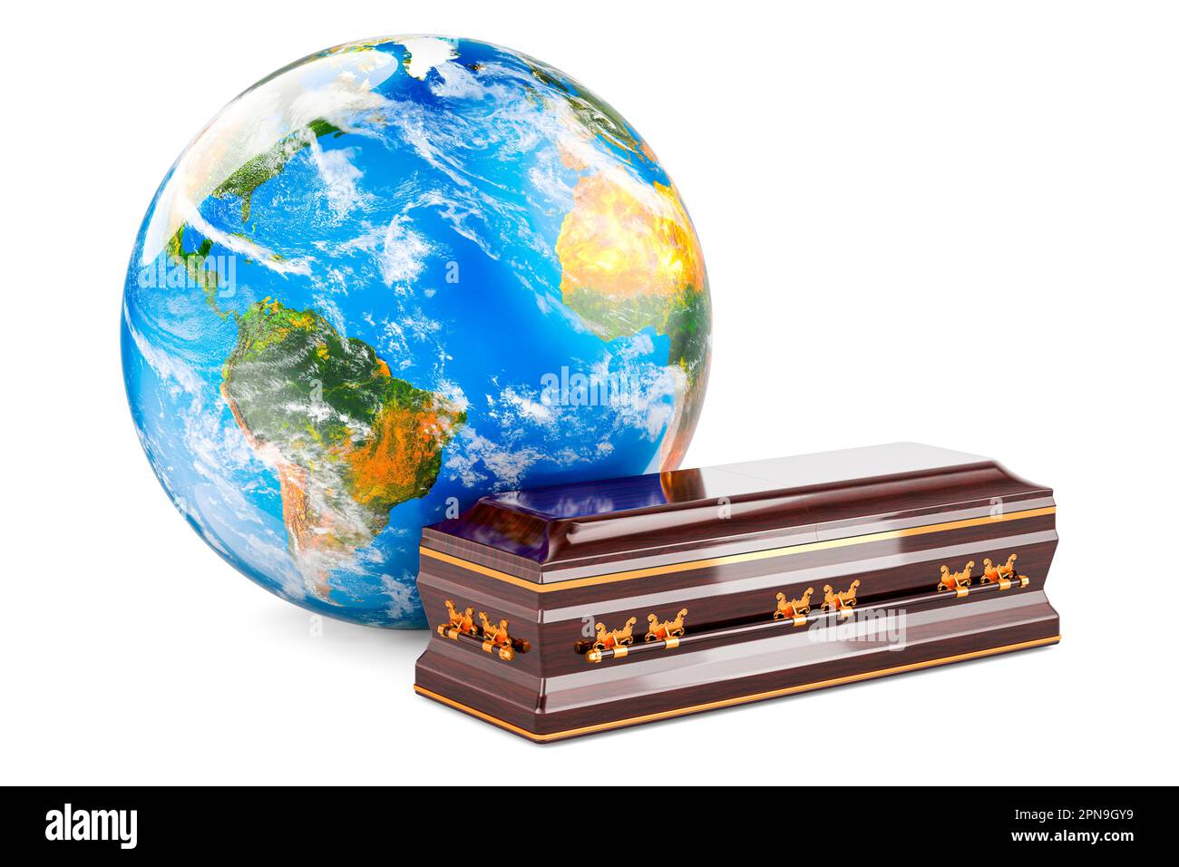 Wooden coffin with Earth Globe, 3D rendering isolated on white background Stock Photo Alamy