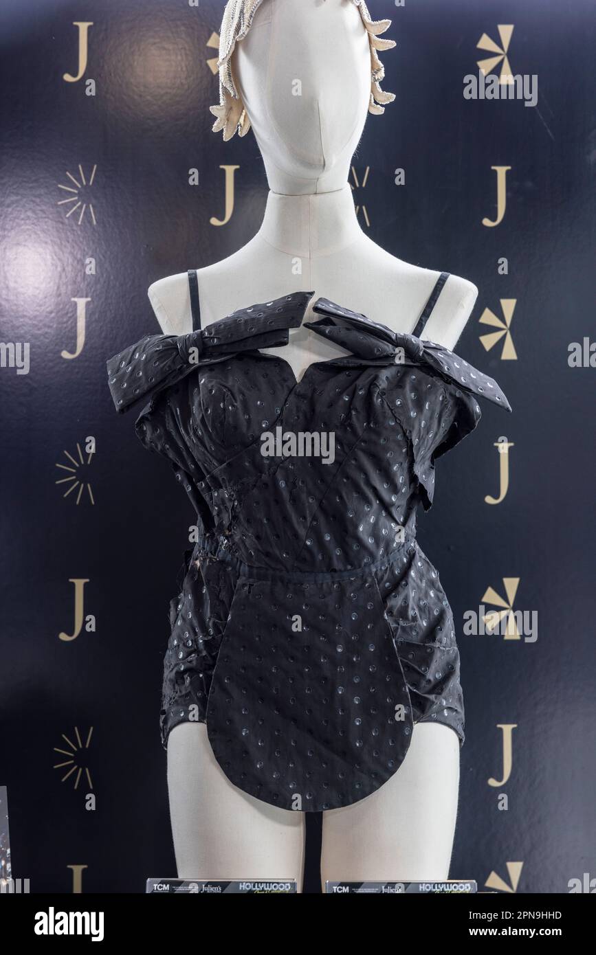 Beverly Hills, USA. 17th Apr, 2023. Hollywood Classic and Contemporary auction items at Julien's Auctions. Bathing suit worn by Marilyn Monroe in the film “There's No Business Like Show Business.” (Photo by Ted Soqui USA) Credit: Sipa USA/Alamy Live News Stock Photo