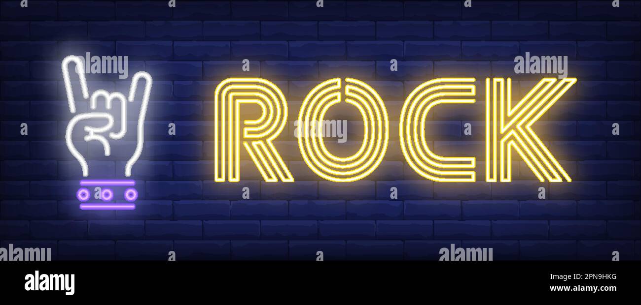 Rock neon sign Stock Vector Image & Art - Alamy