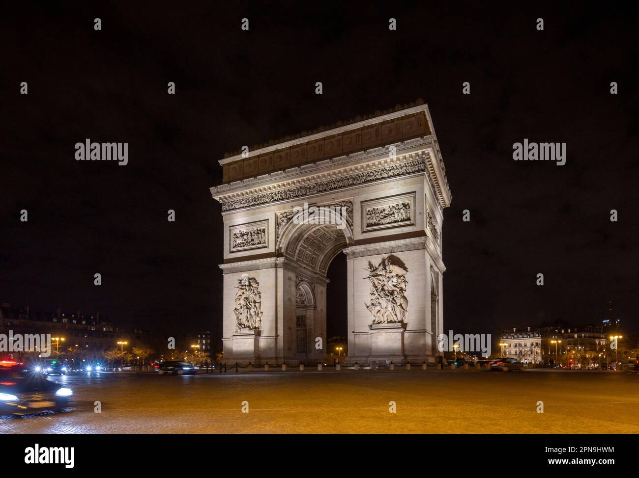 Arc de Triomphe at night, Paris, France Stock Photo