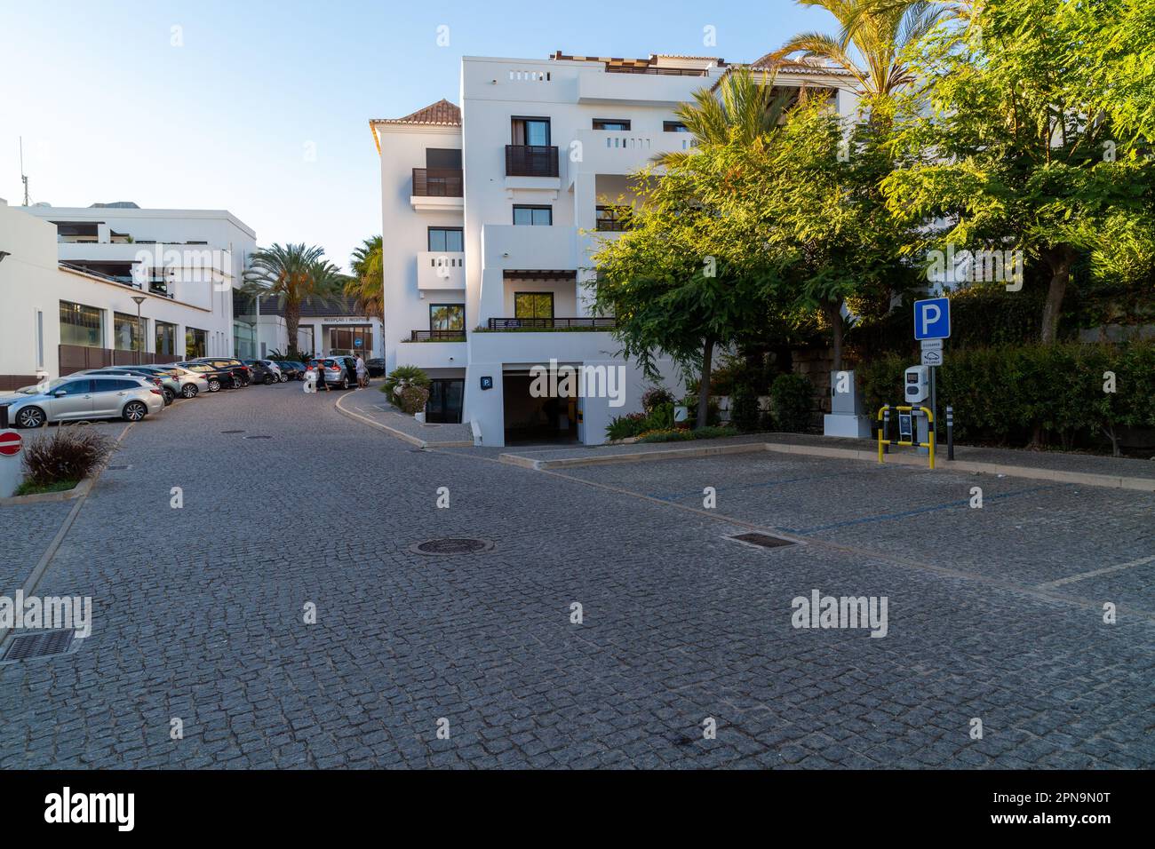 View of Electric vehicle charging point at The Belmar Spa resort, Lagos Stock ...