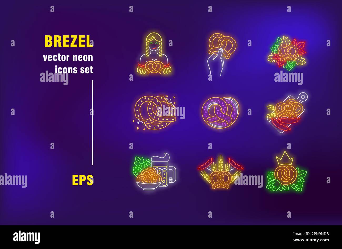 Brezel collection in neon style Stock Vector Image & Art - Alamy