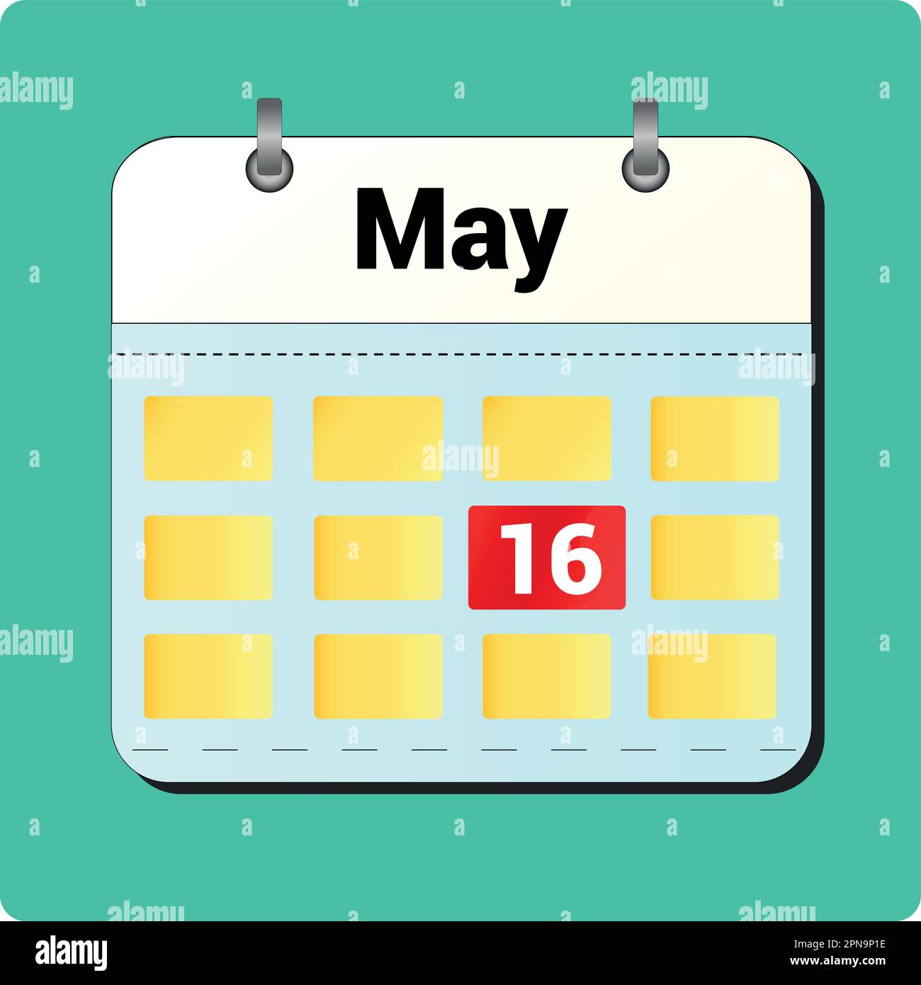 calendar vector drawing, date May 16 on the page Stock Vector Image ...