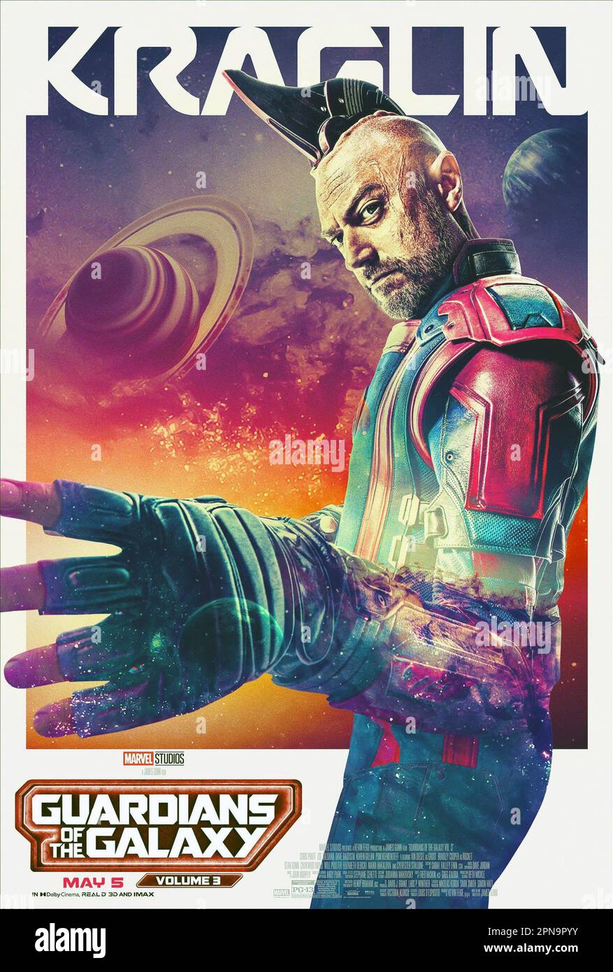 GUARDIANS OF THE GALAXY VOL. 3, US character poster, Sean Gunn as Kraglin, 2023. © Marvel / © Walt Disney Studios Motion Pictures / Courtesy Everett Collection Stock Photo