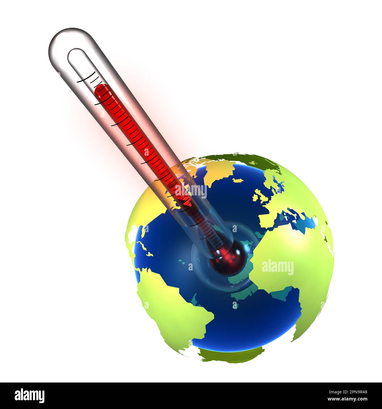 Earth with thermometer showing warming Stock Photo Alamy