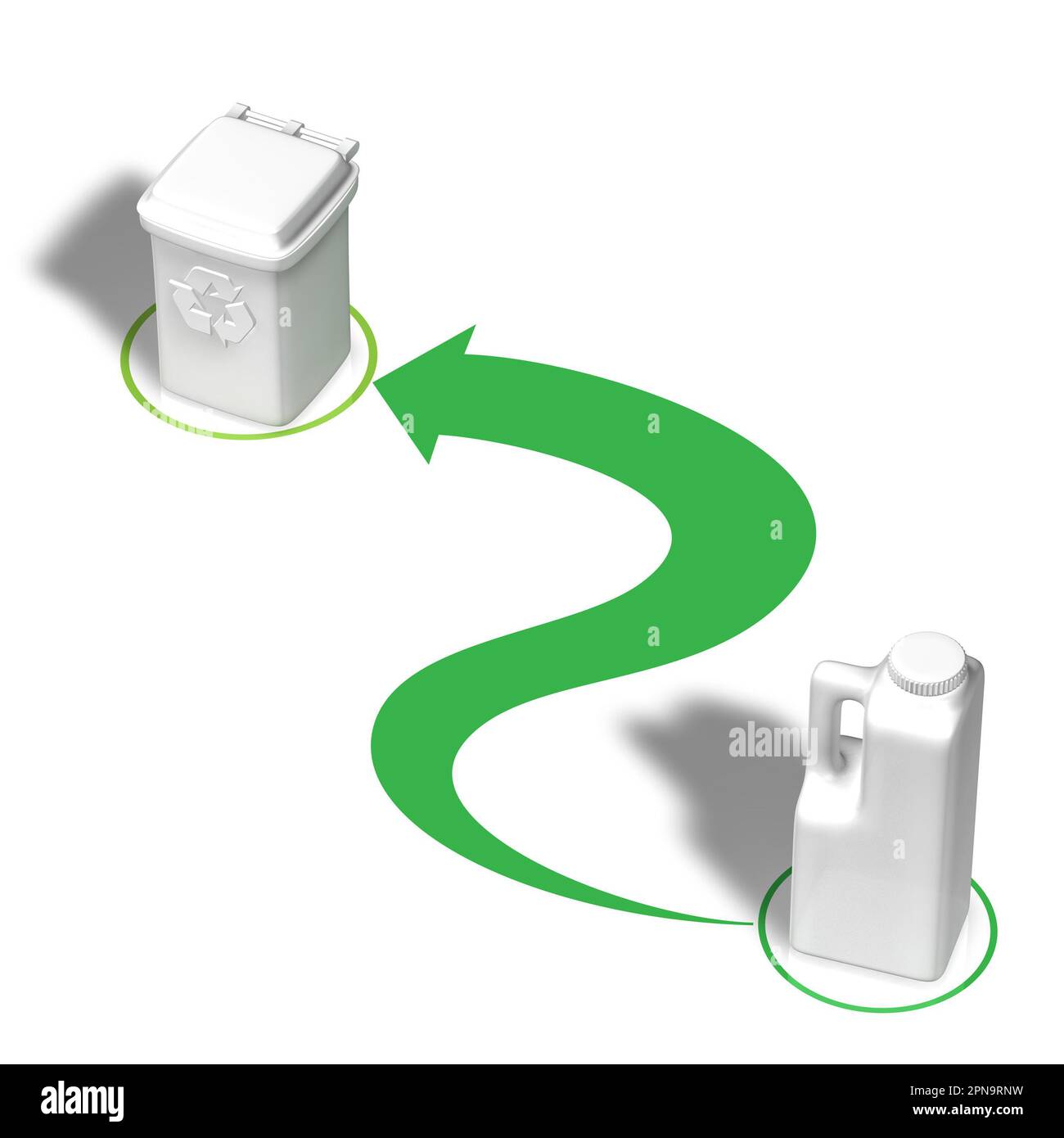 Plastic milk carton pointing towards recycling bin Stock Photo Alamy