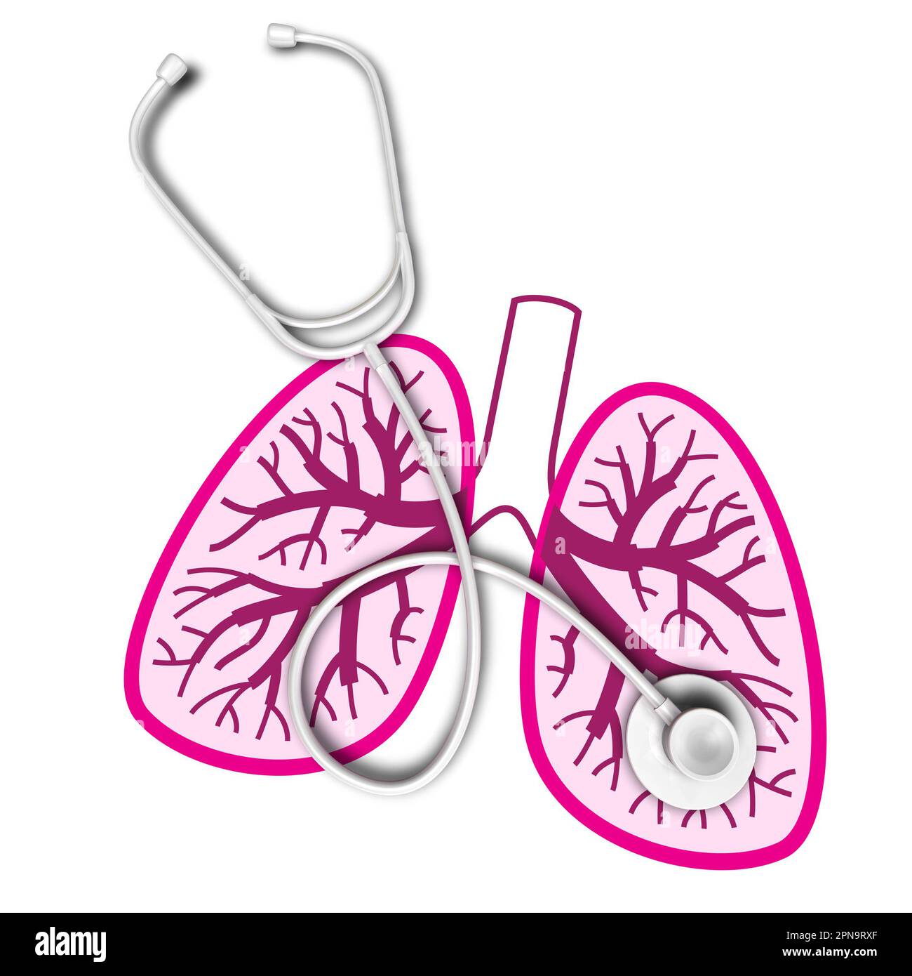 Stethoscope over lungs Stock Photo Alamy