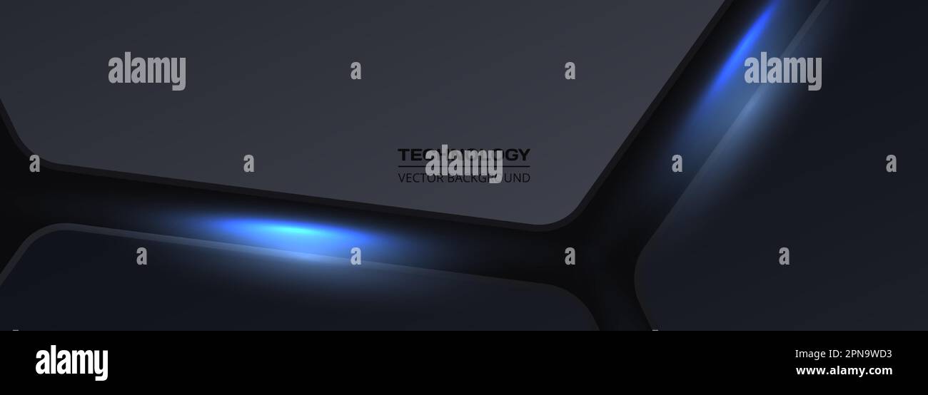 Dark gray and blue horizontal technology abstract vector background ...