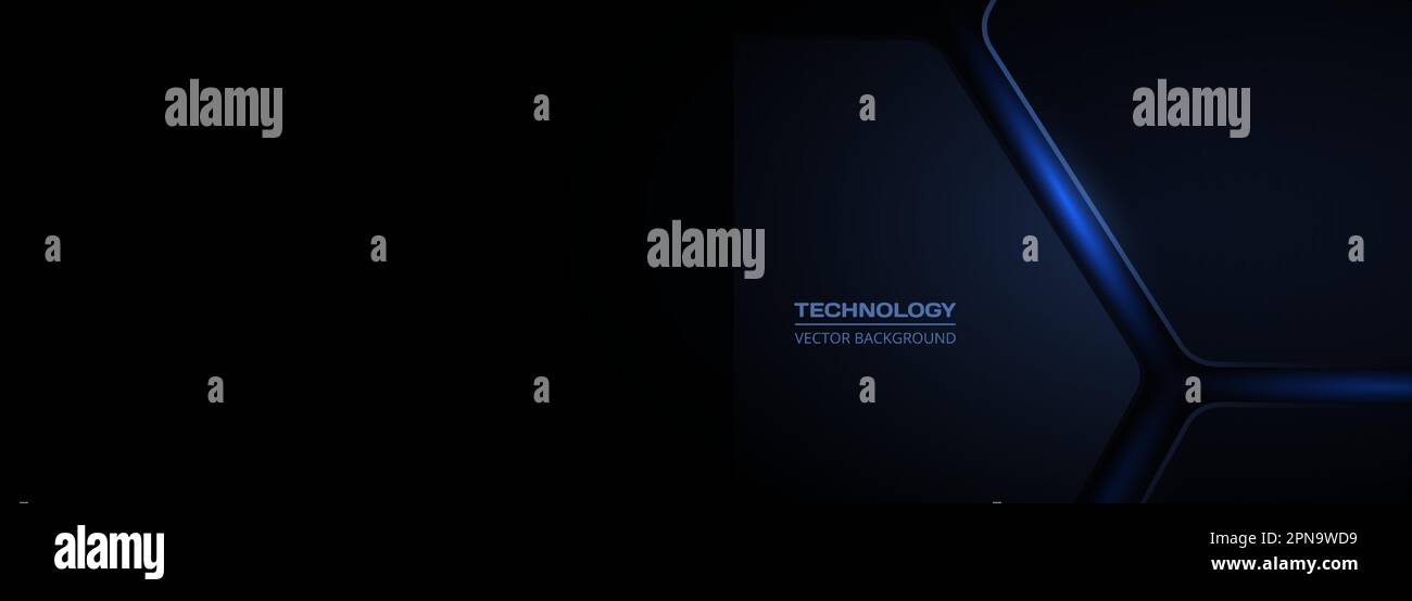 Dark blue 3D vector hexagonal technology abstract background. Abstract ...
