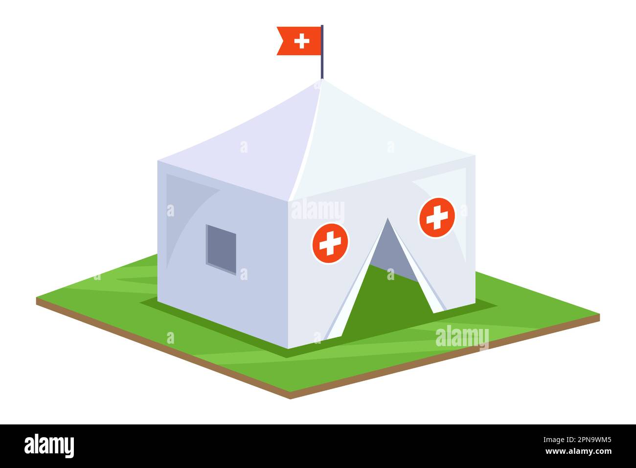 white medical emergency tent. flat vector illustration Stock Vector ...