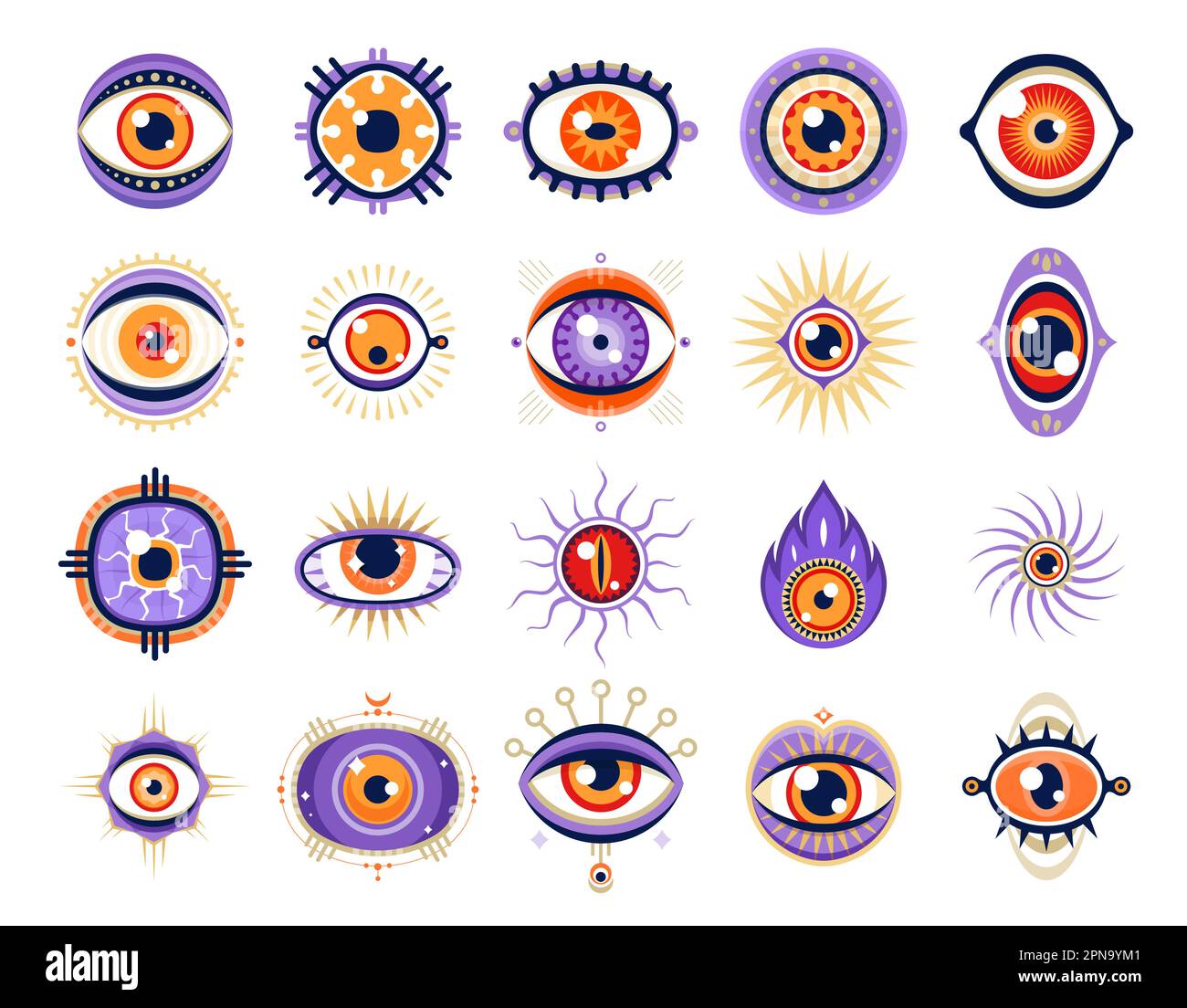Eyes, magic symbols or witchcraft mystic and esoteric spiritual ...