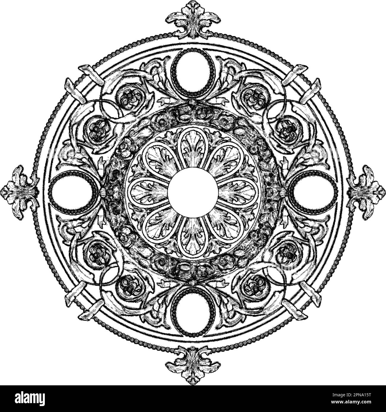 Rosette Ornament Decoration Vector. Illustration Isolated On White