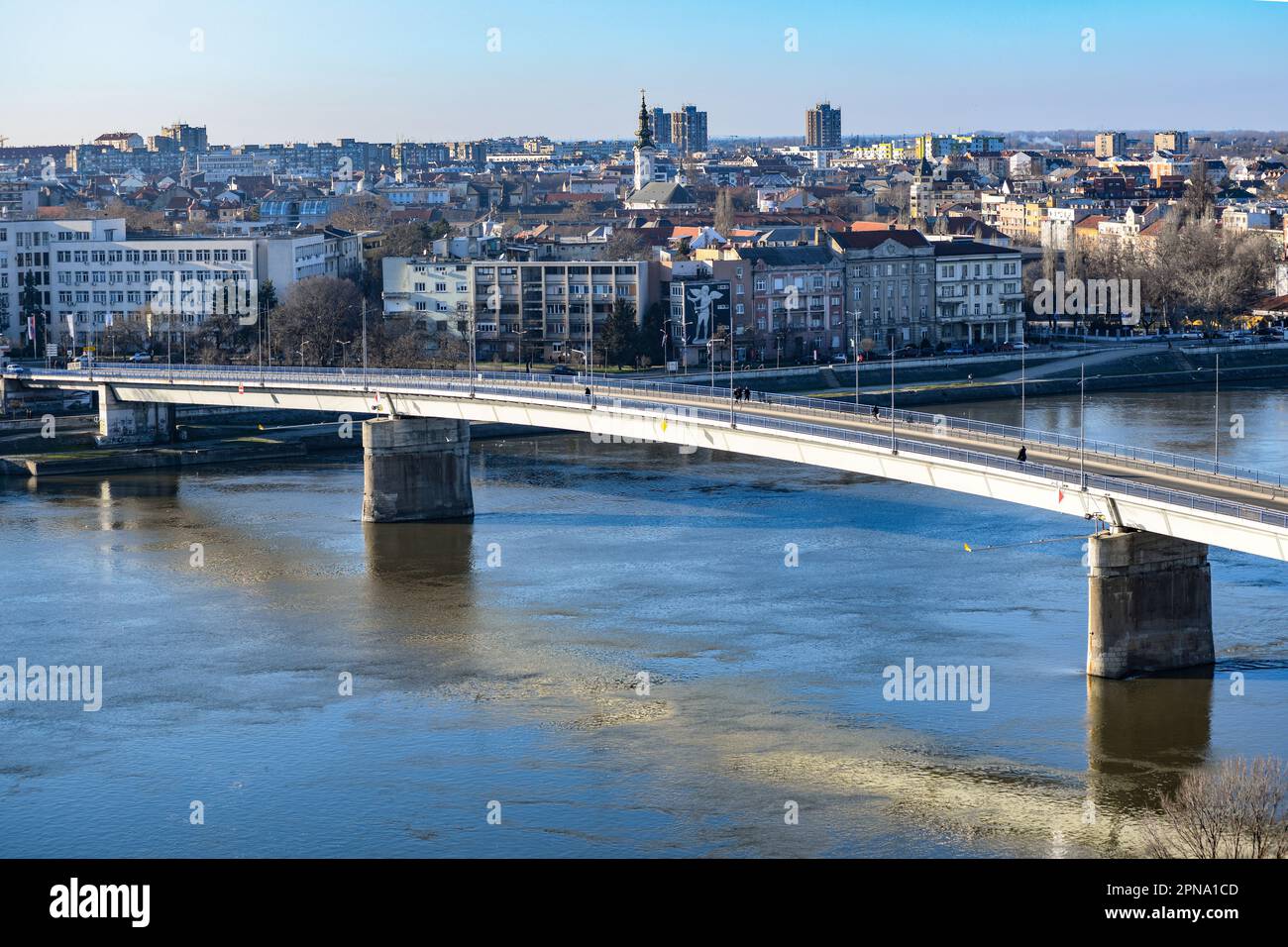 Novi Sad: Varadin Bridge. Serbia Stock Photo