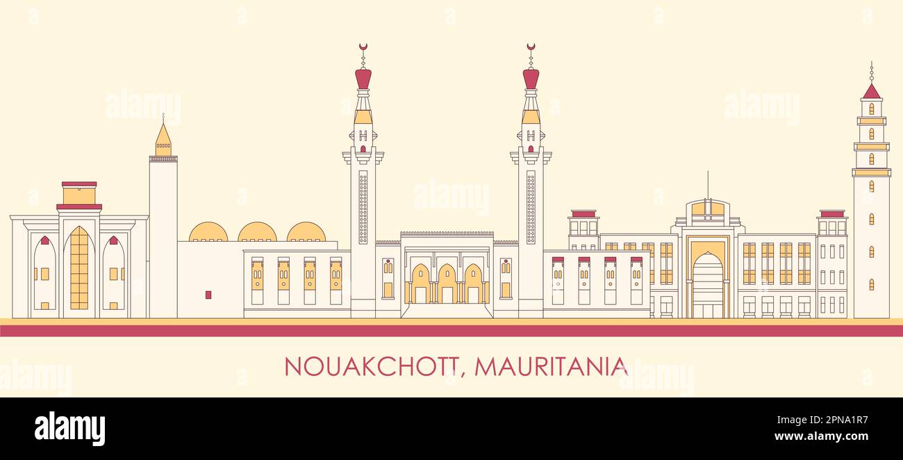 Cartoon Skyline panorama of city of Nouakchott, Mauritania - vector illustration Stock Vector