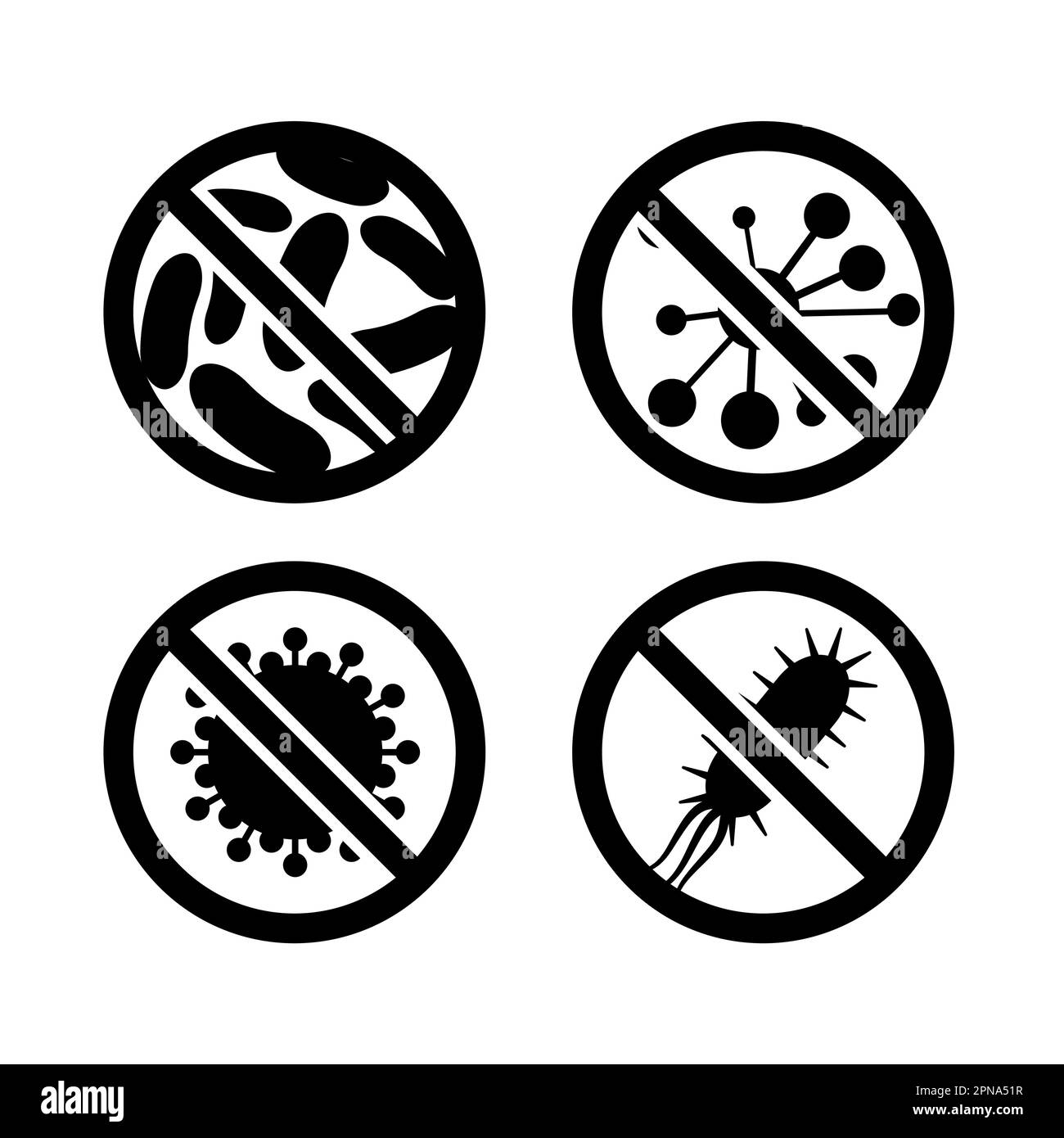 Antibacterial antiviral icon germ. Virus bacteria vector stop symbol
