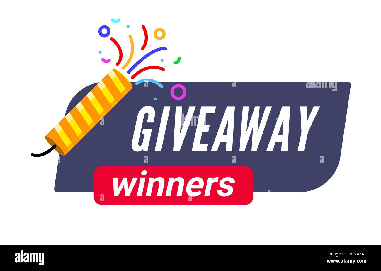 Giveaway winner gift contest banner text vector post template. Give away win concept competition reward design. Stock Vector