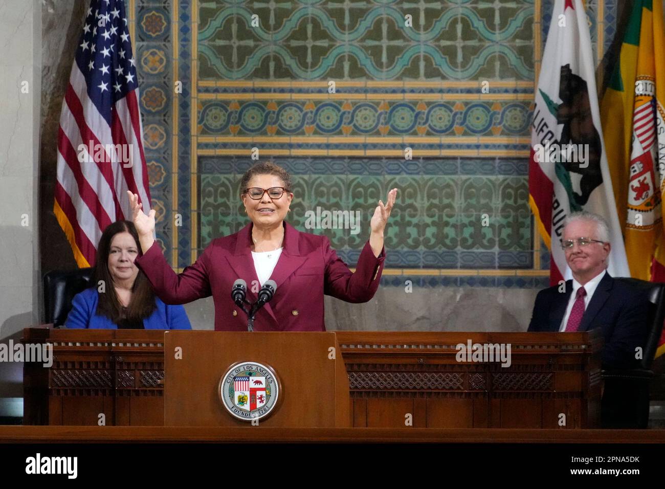 Los Angeles Mayor Karen Bass delivers her first State of the City ...