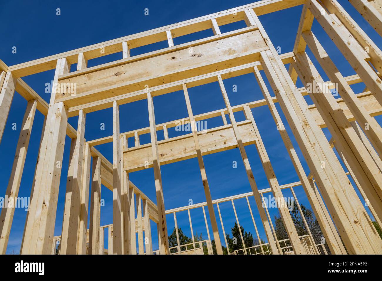 Framing beam provides structural support to entire building Stock Photo