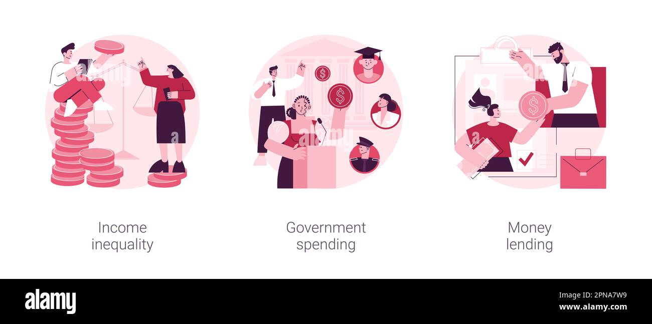 Money distribution abstract concept vector illustration set.