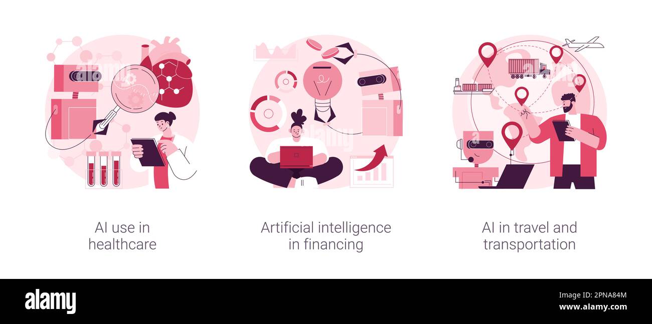 Machine learning in industry abstract concept vector illustration set ...