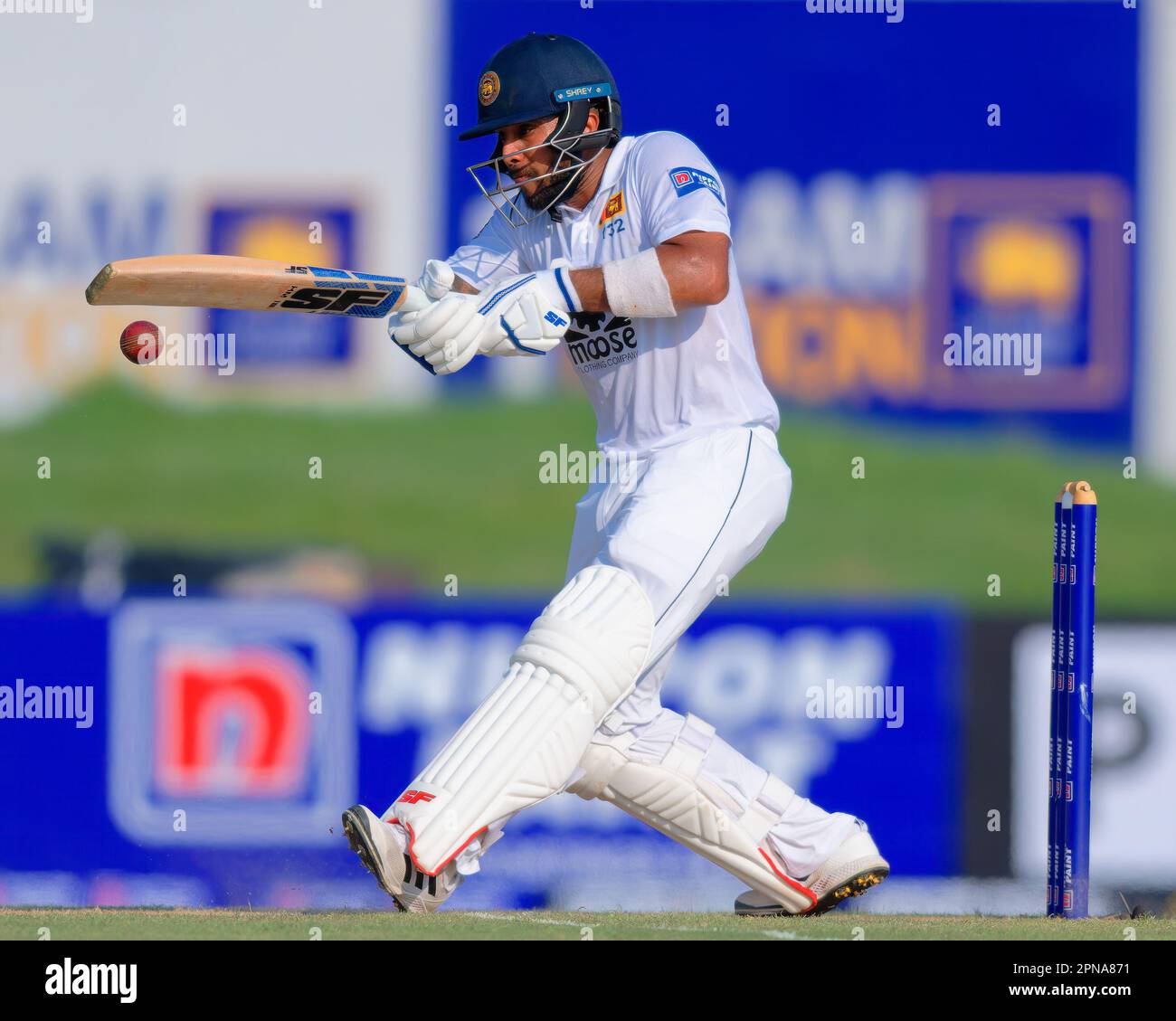 Sri Lanka's Kusal Mendis plays a shot during1st test cricket match