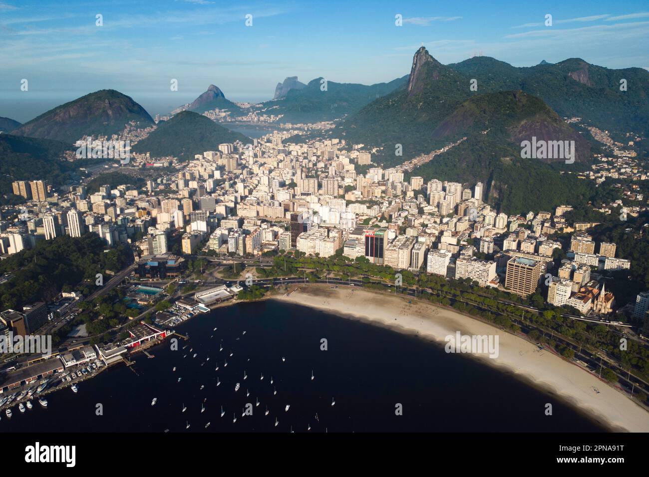 Aerial View of Rio de Janeiro City With Mountains and Guanabara Bay ...