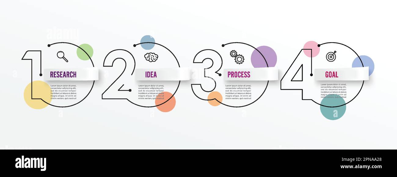 Thin line infographics design template with icons and 4 options or ...