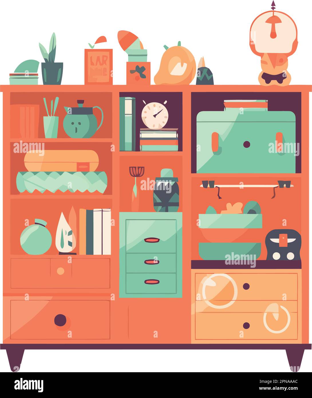 Domestic kitchen shelf decoration Stock Vector