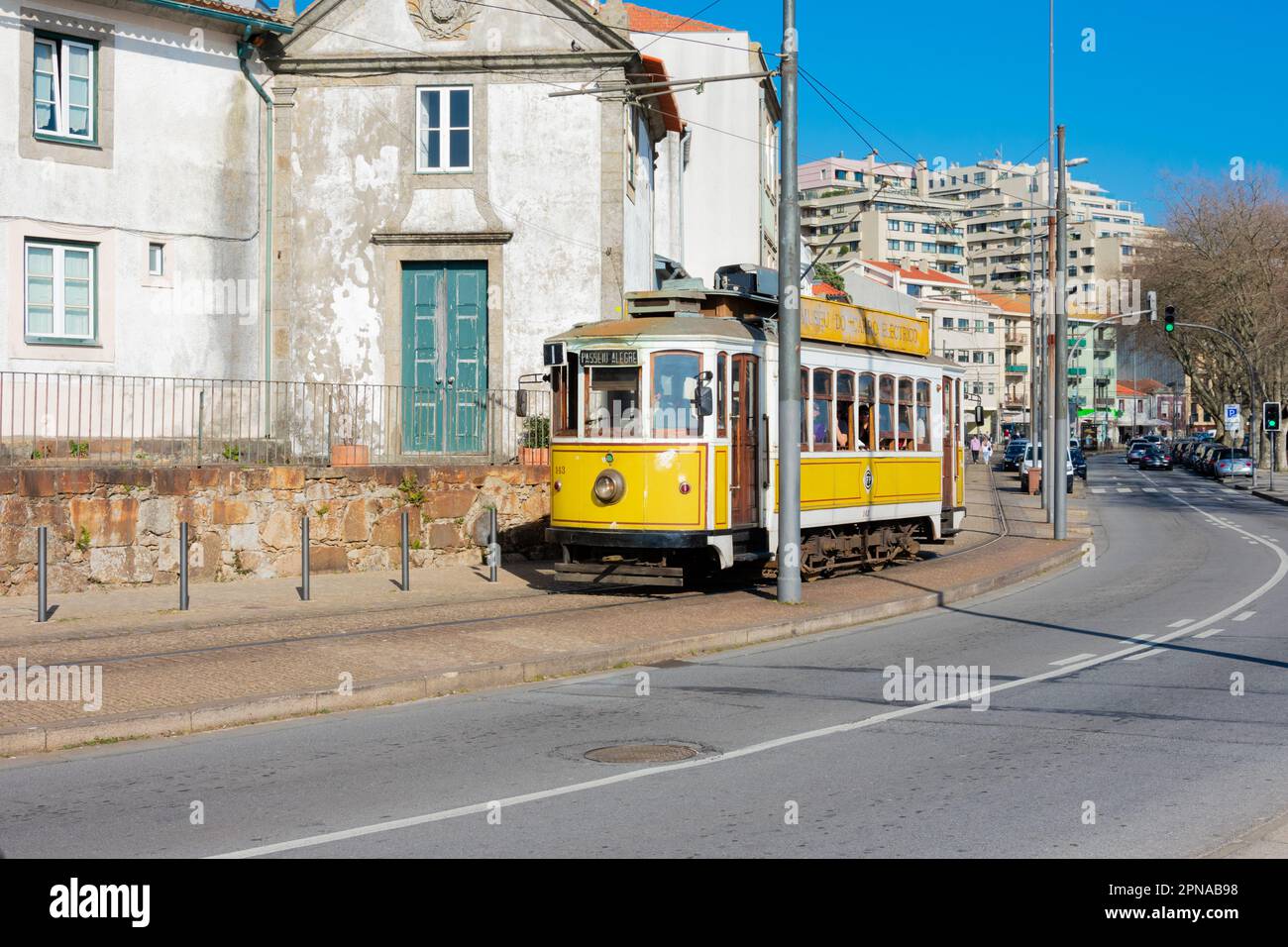 Oporto Portugal February 15 2023 Old Turistic Tram In Oporto Streets 2PNAB98 