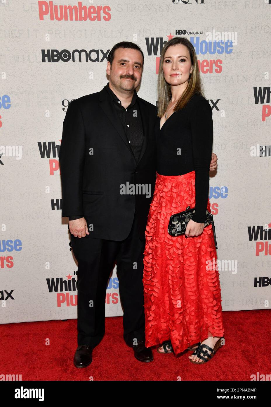 David Krumholtz, left, and wife Vanessa Britting attend the premiere of