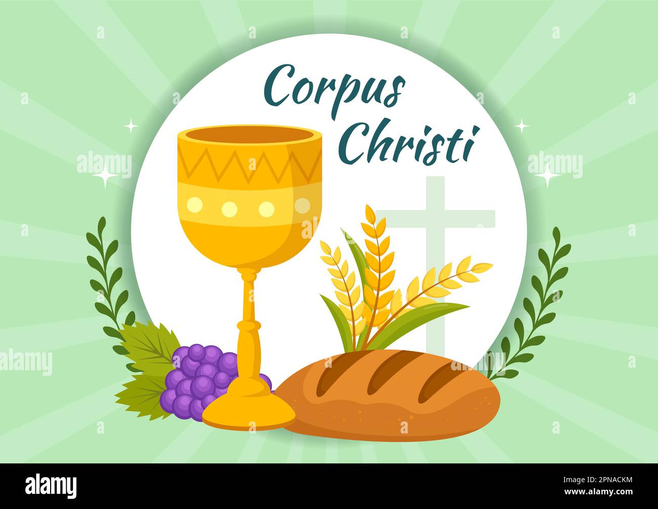 Corpus Christi Catholic Religious Holiday Vector Illustration with