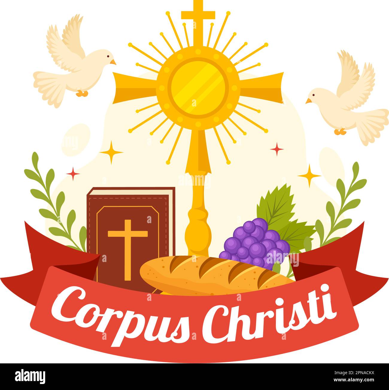 Corpus Christi Catholic Religious Holiday Vector Illustration with