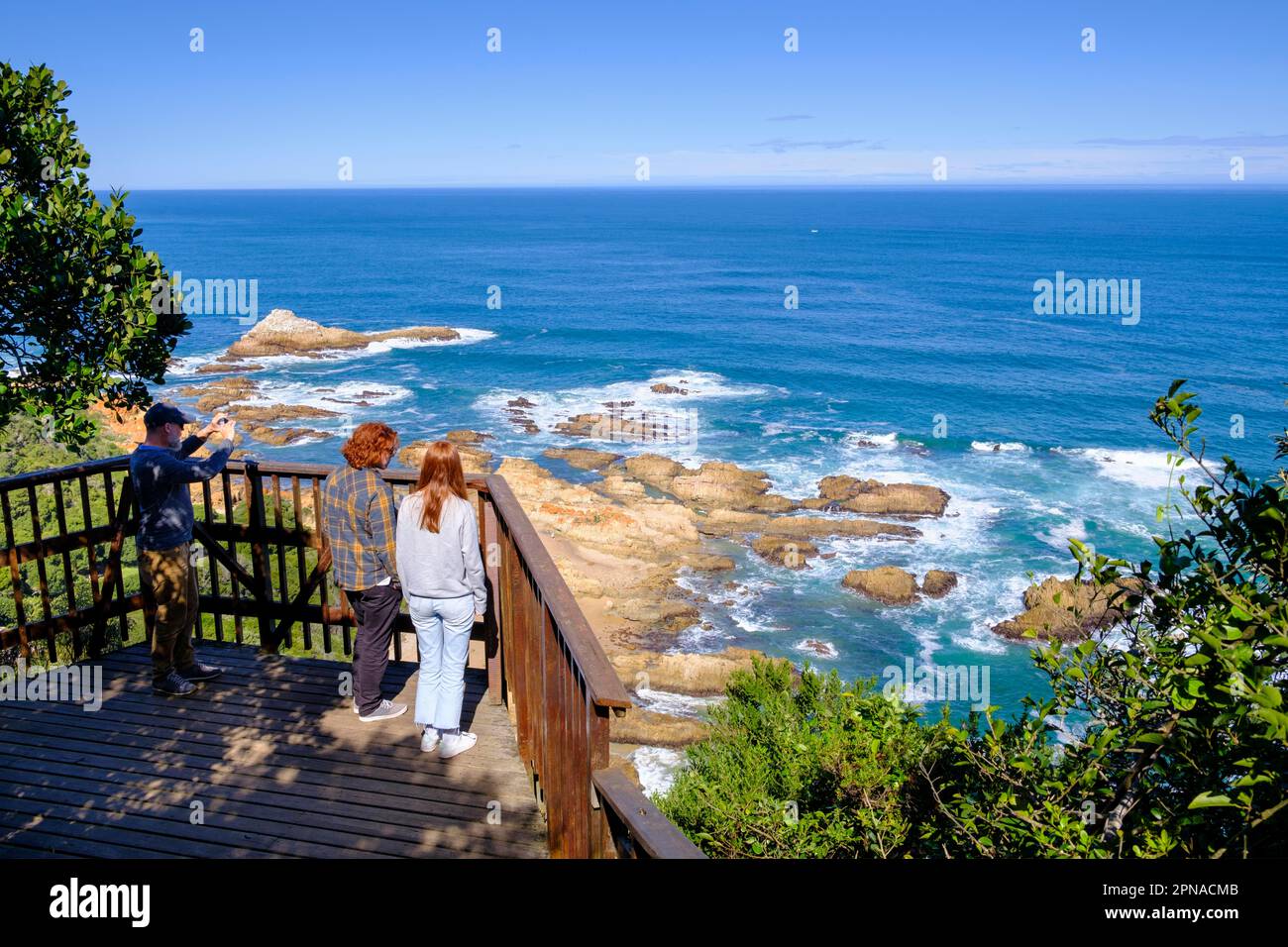 Viewpoint, East Head View Point, Knysna Heads, lagoon entrance, rocky coast, Knysna, Garden Route, Western Cape, South Africa Stock Photo