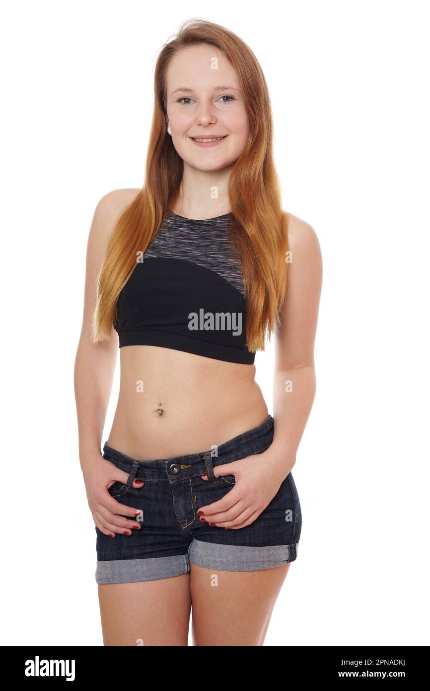 Sexy Girl Wearing Hot Pants And A Crop Top Stock Photo, Picture