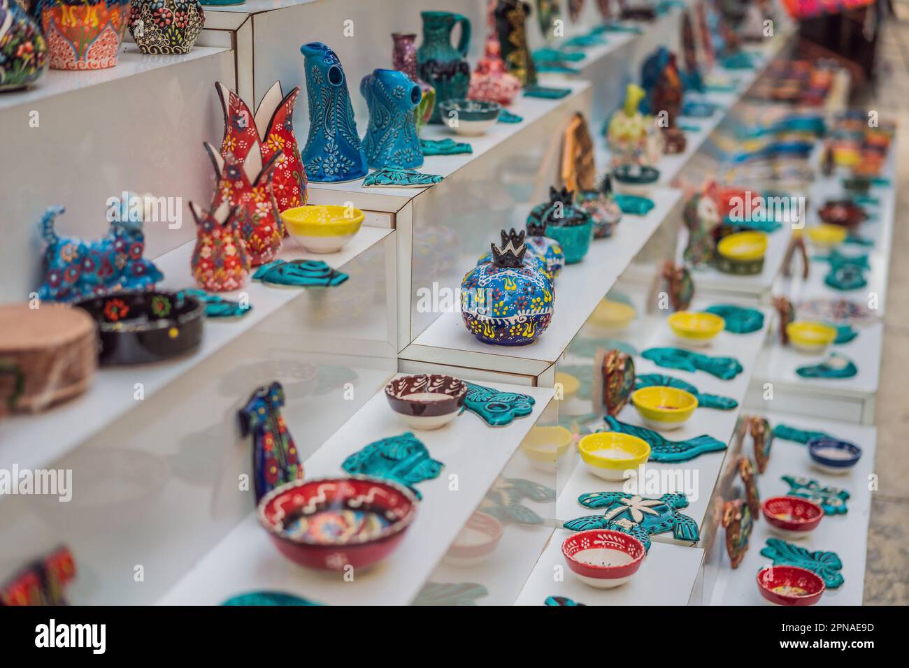 Collection of turkish ceramics on sale at the Grand Bazaar in Istanbul ...