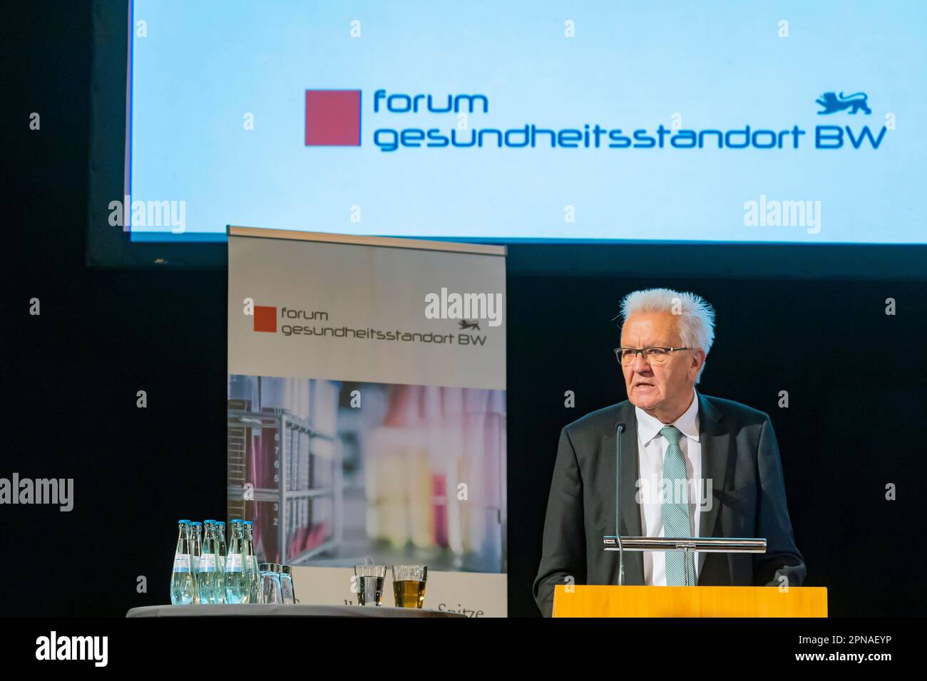 Winfried Kretschmann (Greens) (Minister President), Forum Health Location, Health Policy, Stuttgart, Baden-Wuerttemberg, Germany Stock Photo